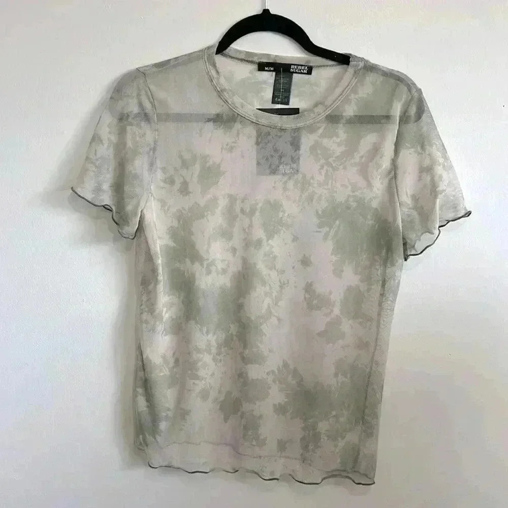 BNWT Rebel Sugar mesh shortsleeve Top  size M